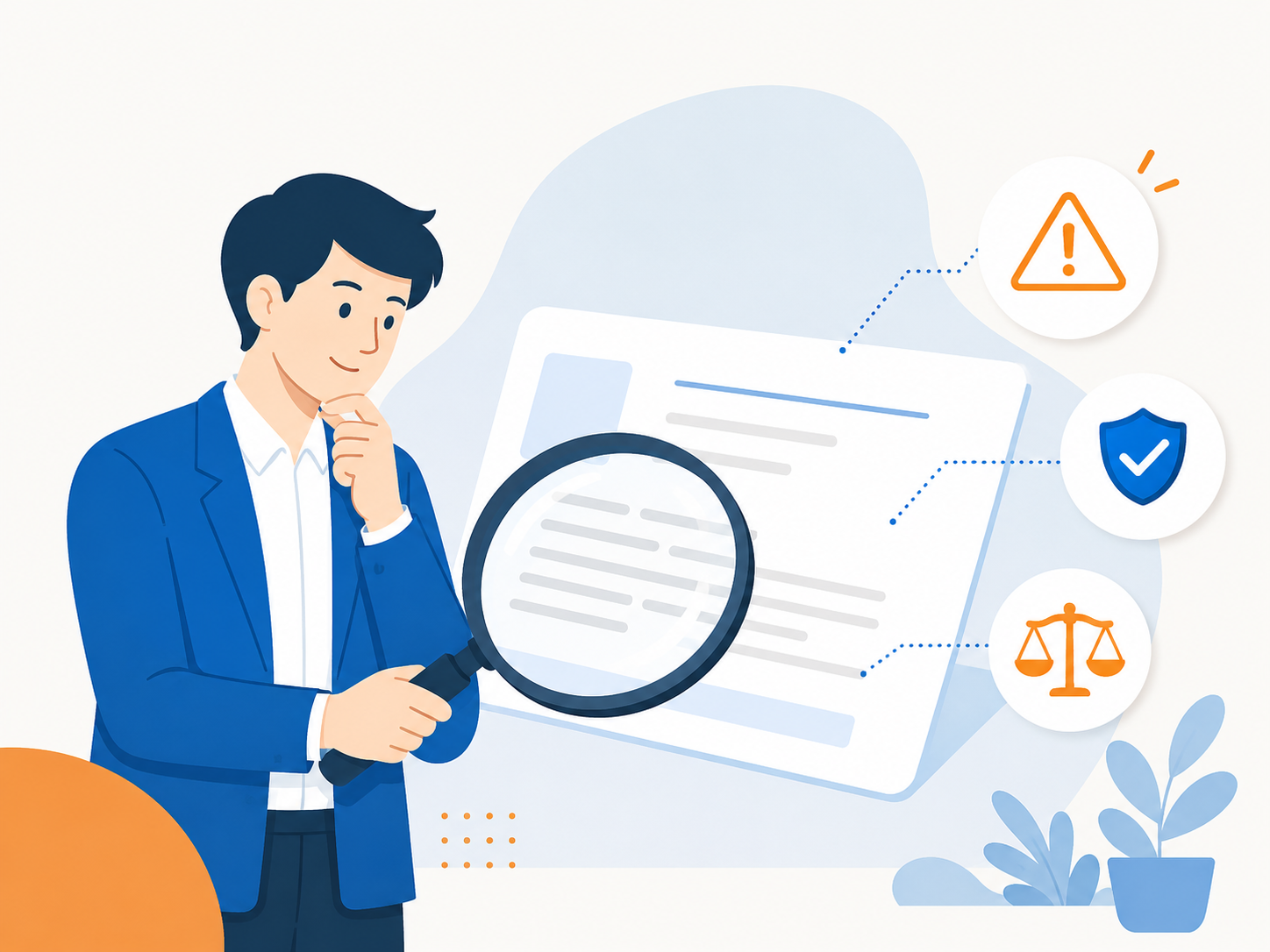 年会費無料カードの落とし穴（隠れた条件）を確認するイラスト